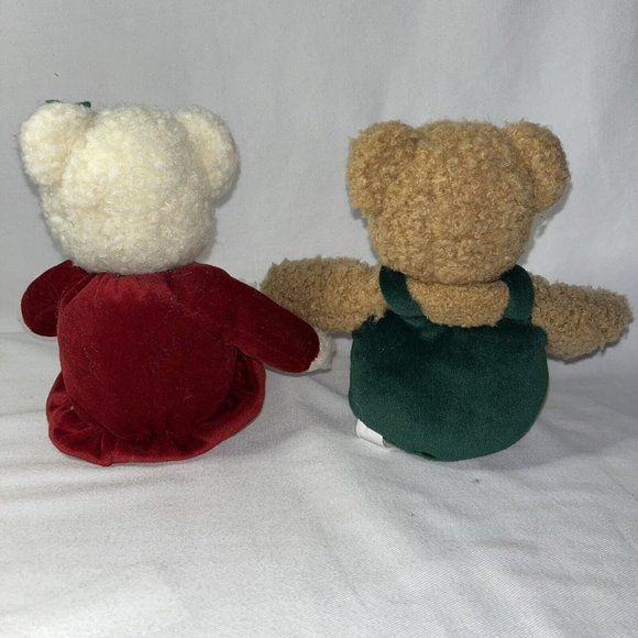 VTG Hallmark Kiss Kiss Mistletoe Plush Teddy Bears Magnetic Noses Christmas - Picture 6 of 14